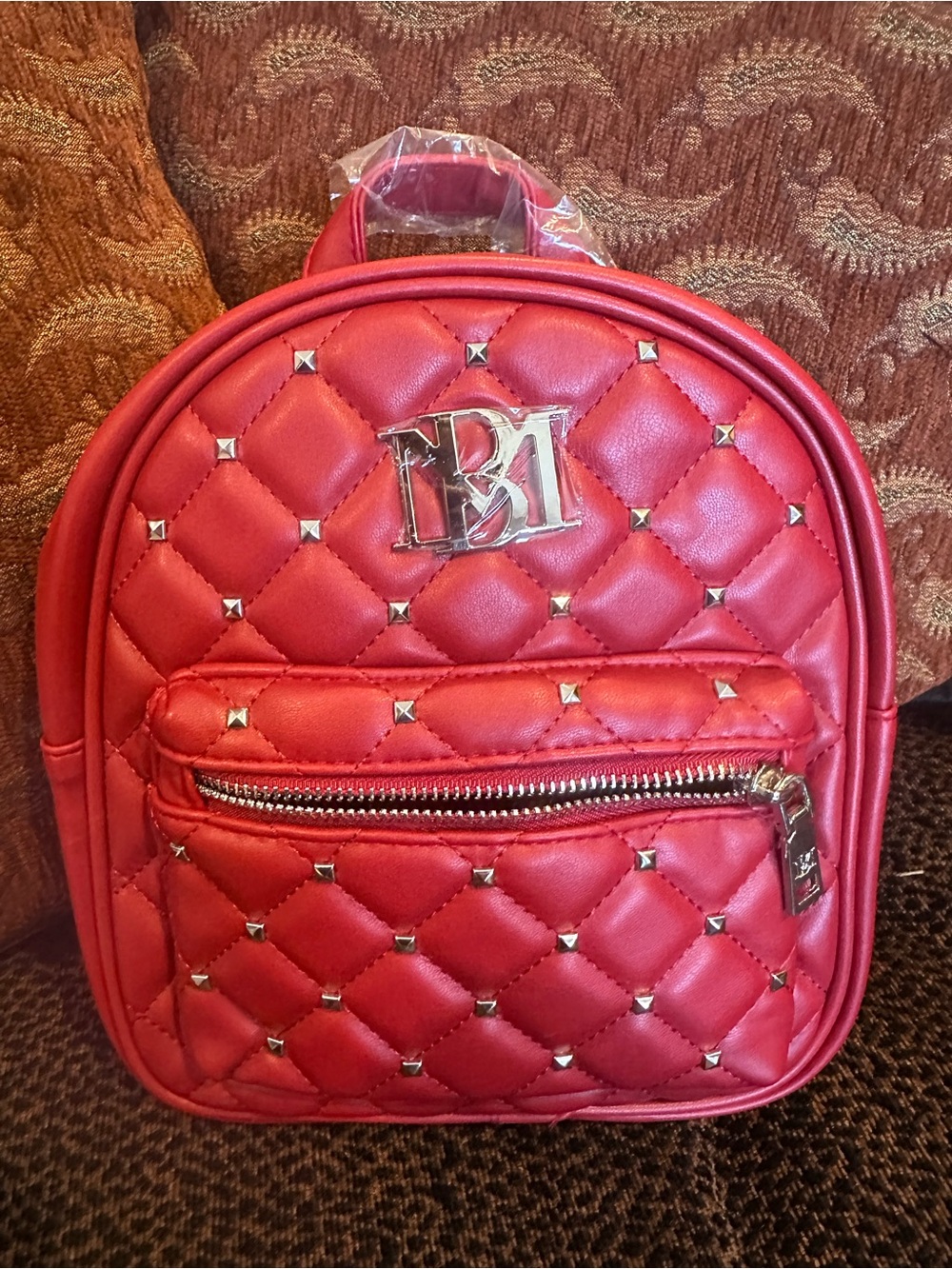 NWT Badgley Mischka Mini Studded Backpack in Red